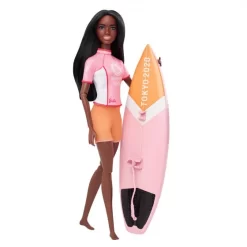 Barbie Pop Olympische Spelen Surfer 32 Cm Roze/oranje/wit 6-delig