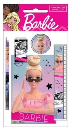 Barbie Schrijfset Meisjes Papier/hout Roze/lichtblauw 5-delig
