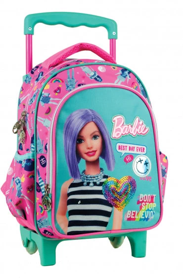 Barbie Trolley Rugzak 7,4 Liter Softcase Roze/groen 1 Barbie Trolley Rugzak 7,4 Liter Softcase Roze/groen